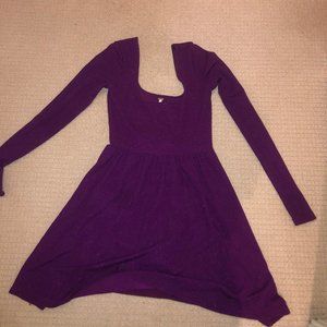 Purple Free People Long Sleeve Mini Dress